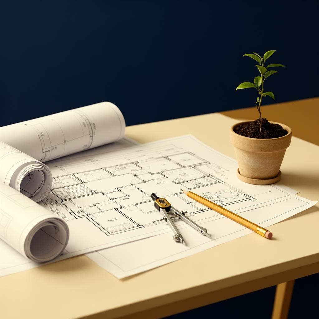 Garden planning blueprint illustration
